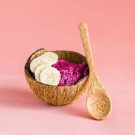 Smoothie bowls in a coconut bowl