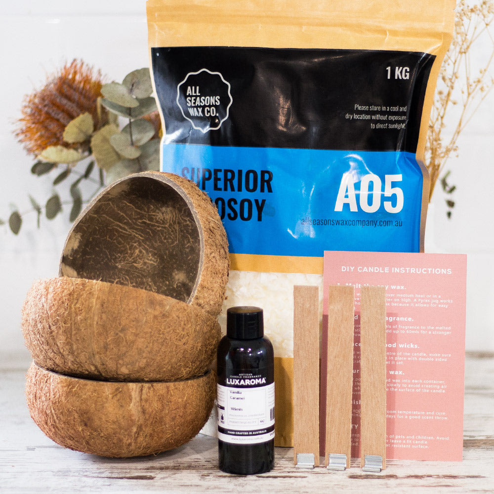 Candle Starter Kit With Soy Wax (husky coconut shells)