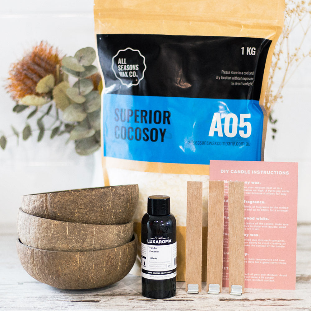 Candle Starter Kit With Soy Wax (natural coconut shells)
