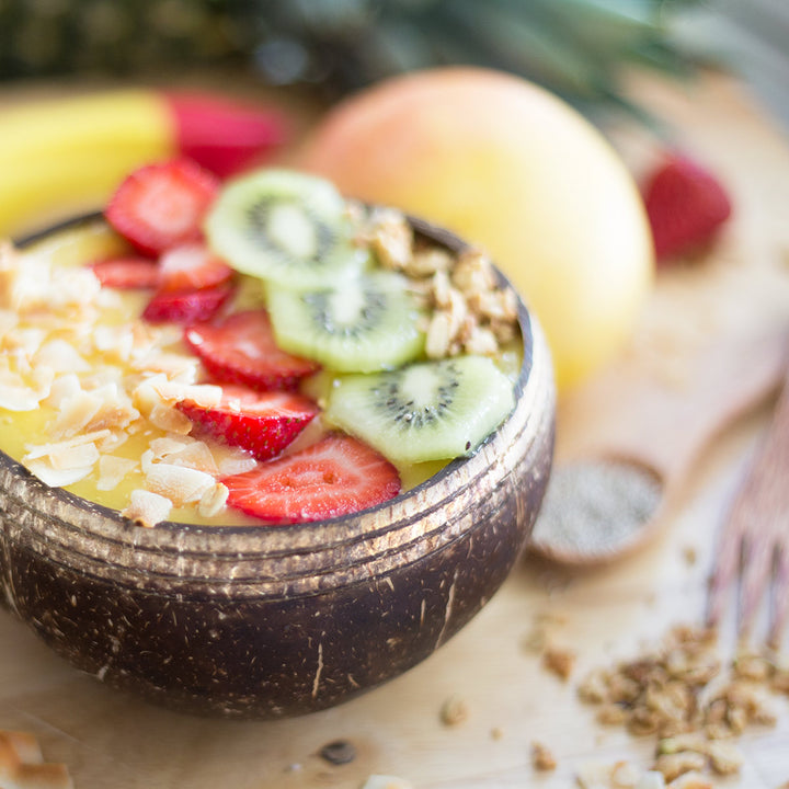 Boho coconut bowl with smoothie