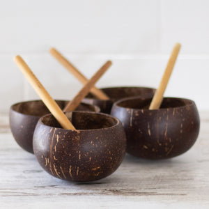 Polished Coconut Cup Set with Straws