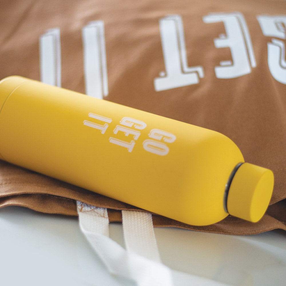 Gym Bag & Yellow Sports Water Bottle
