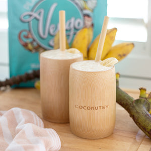 Smoothies in a bamboo cup