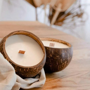 Polished coconut candle shells