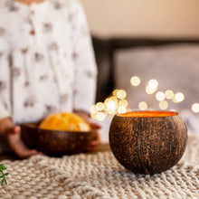 Load image into Gallery viewer, coconut candle burning with soy wax
