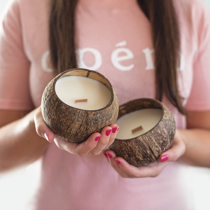 Candles made from real coconut shells