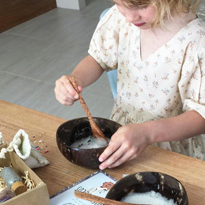 Crafts with coconut bowls for kids