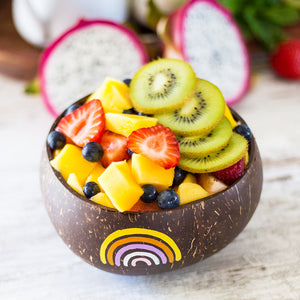 Fruit salad in a coconut bowl